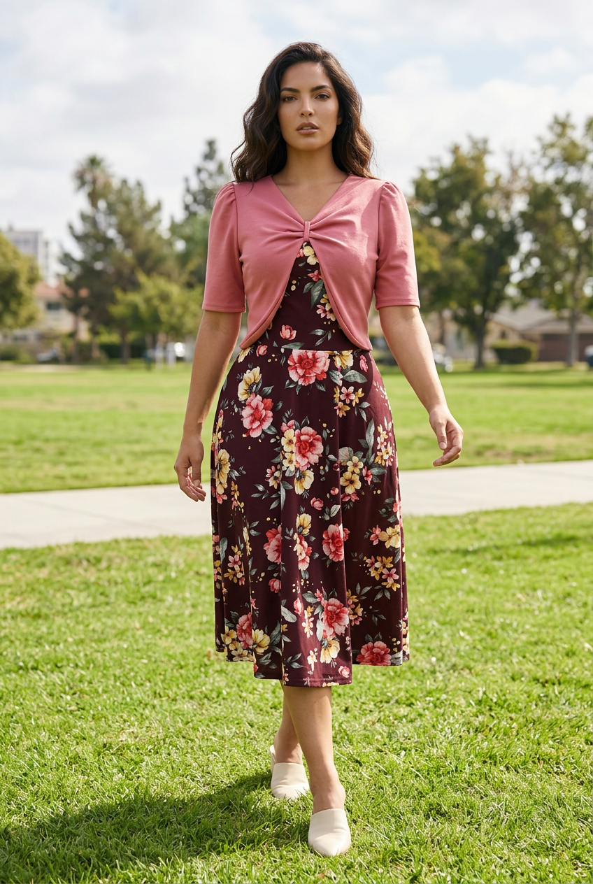 Pink burgundy dress
